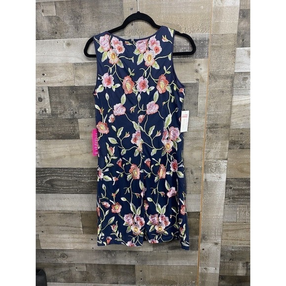 Jessica Howard JH9M7338 Navy-Multi Floral Embroidered Sleeveless Shift Dress 10R - Picture 5 of 7
